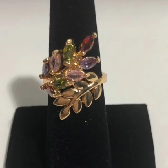MULTI COLOR LEAF RING - Picture 2 of 2